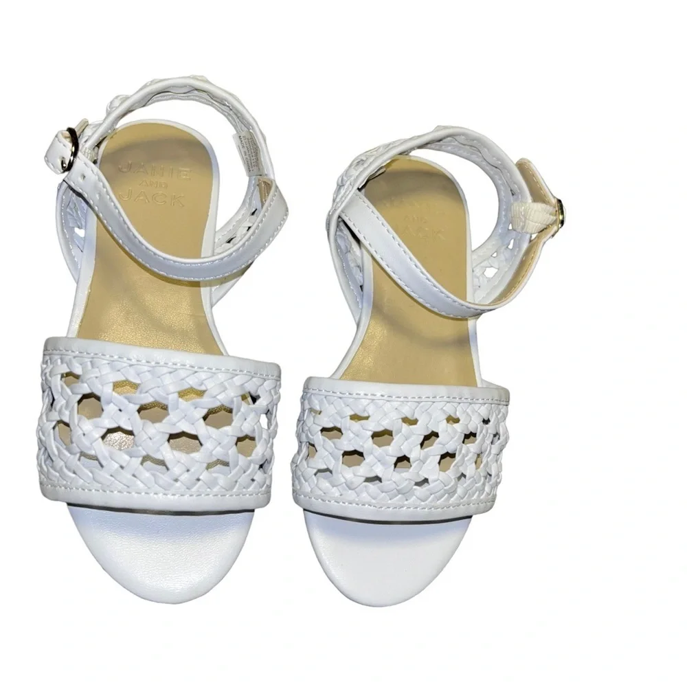 New Janie and Jack white woven sandals girls size 9